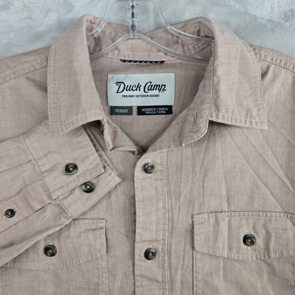 Duck Camp Womens Long Sleeve Button Up Shirt Beige Medium Cotton‎ Blend Outdoor